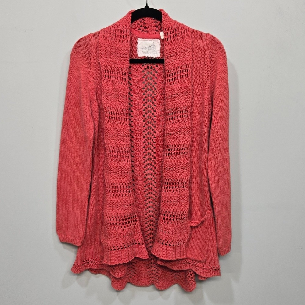 Anthropologie Angel Of The North Crochet Cardigan Medium Boho Festival Pointelle